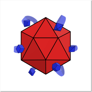 Dice Atom ( Red / Blue ) ( Dungeons and Dragons / DnD Inspired ) Posters and Art